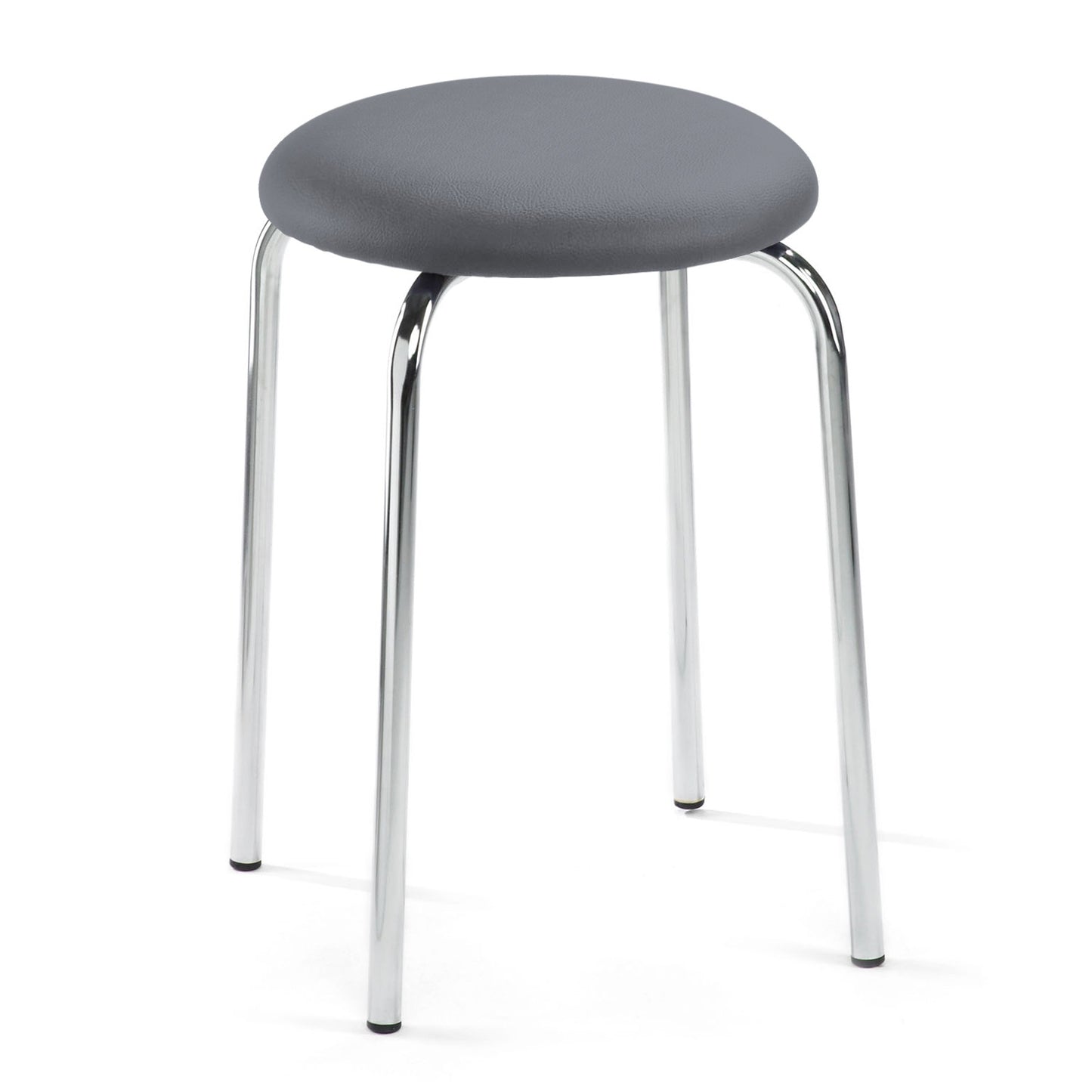 Stackable Stool With Leatherette Cover And Chrome-Plated Frame Colour Variable