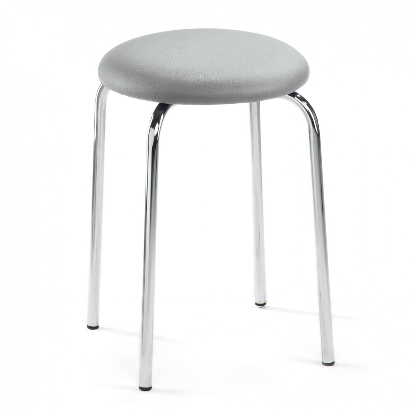 Stackable Stool With Leatherette Cover And Chrome-Plated Frame Colour Variable