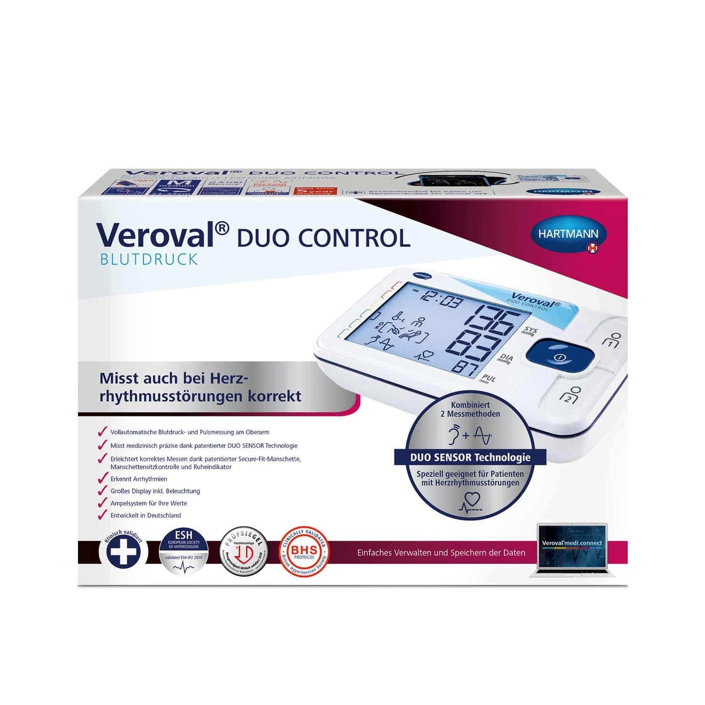 Veroval Duo Control Digital Blood Pressure Monitor With 2 Measuring Technologies