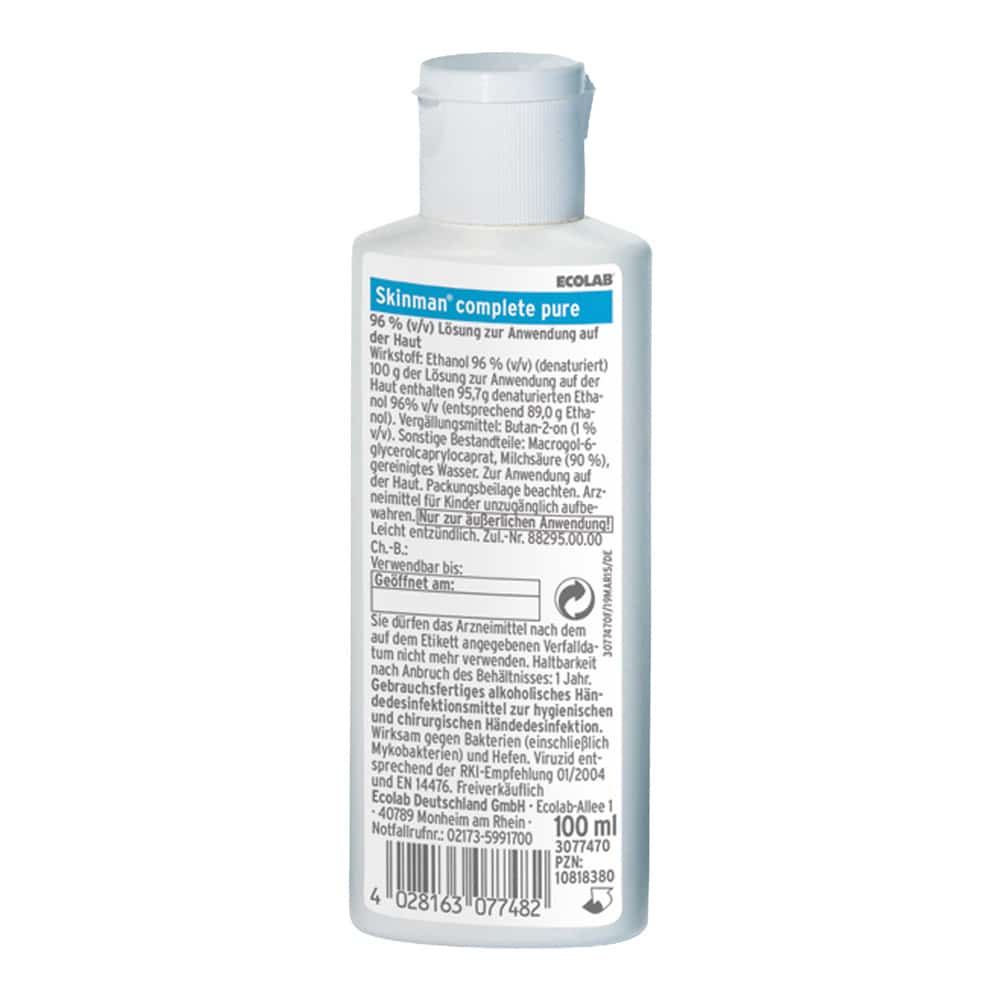 Ecolab Skinman Complete Pure Virucidal Hand Sanitiser Free Of Dyes And Scents