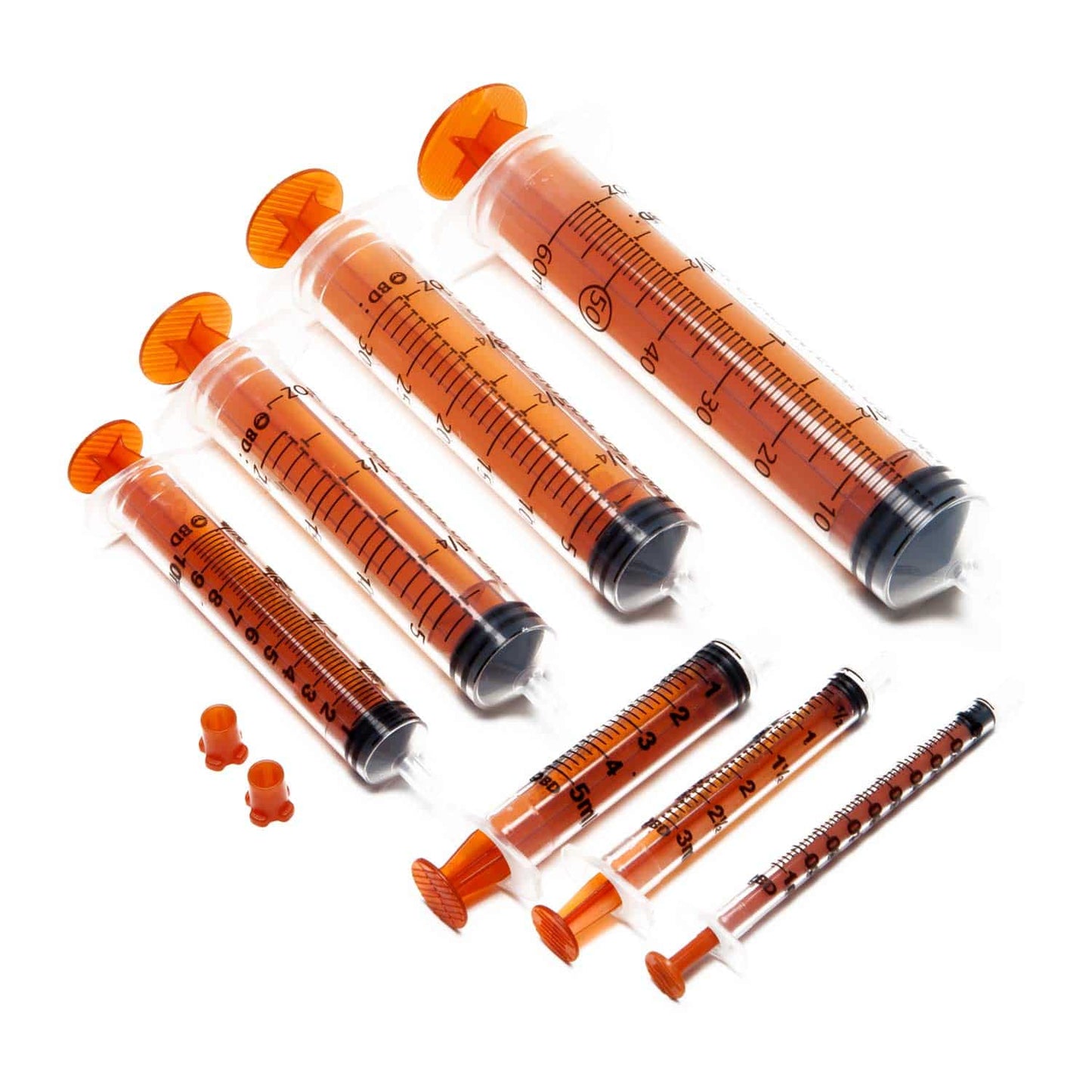 Bd Enteral Syringes With Orange Plunger And Readable Scale