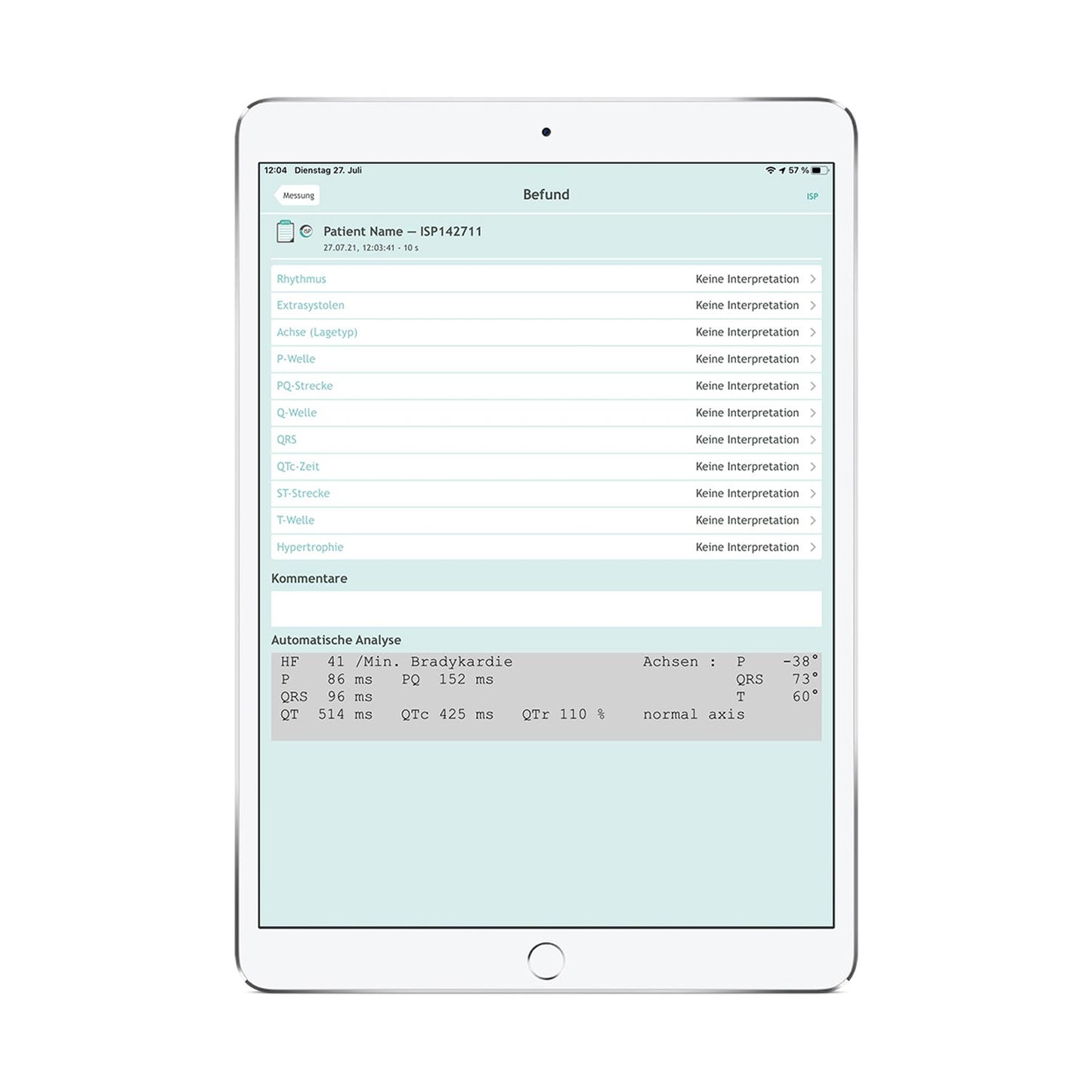 Cardiosecur Pro Measurement Software For Capturing All Common Parameters