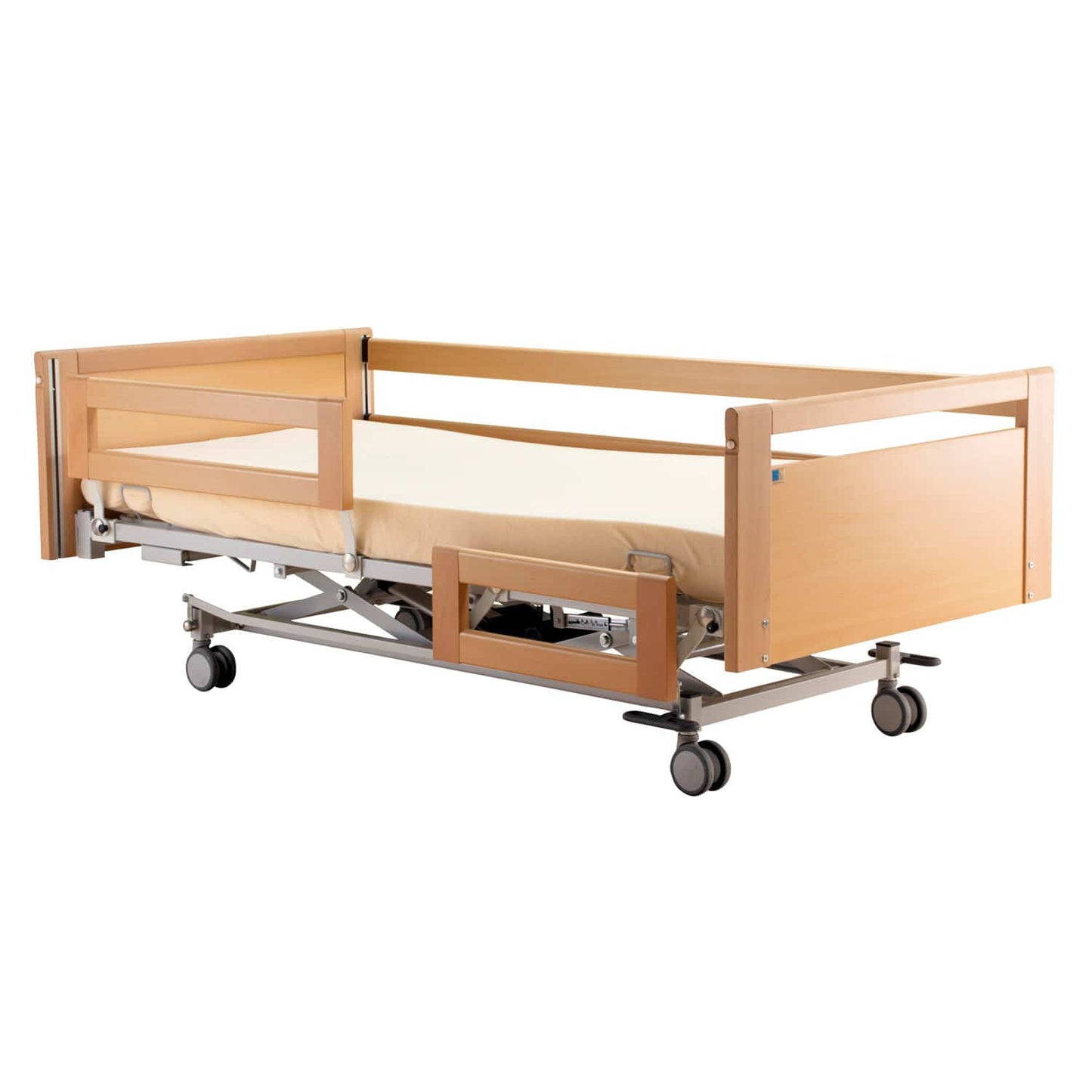 Electric Height-Adjustable Allegra Nursing Bed With 2-Piece Wooden Side Rails