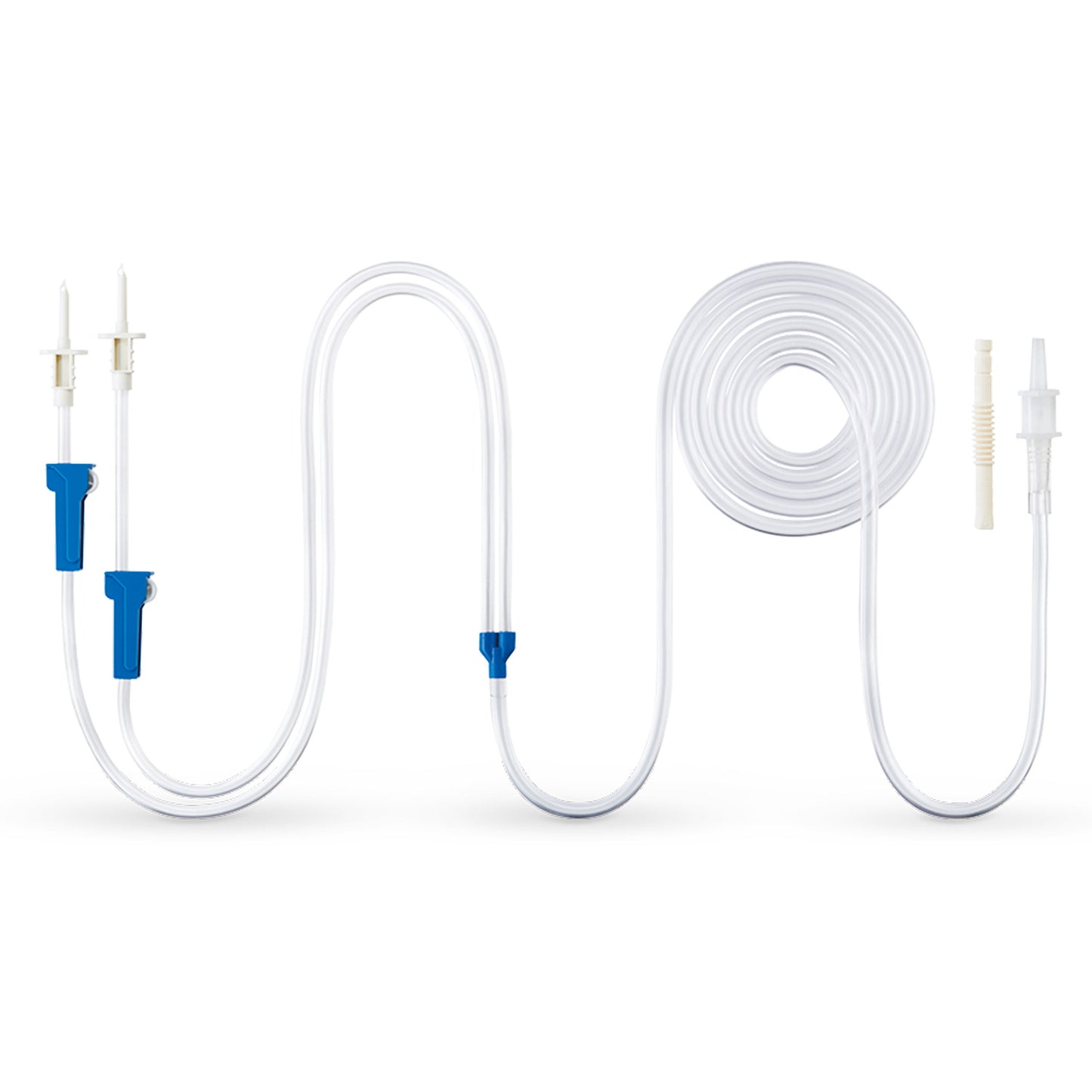 Bifurcated Transfer Set 1 D/X With Two Piercing Spikes And Two Roller Clamps