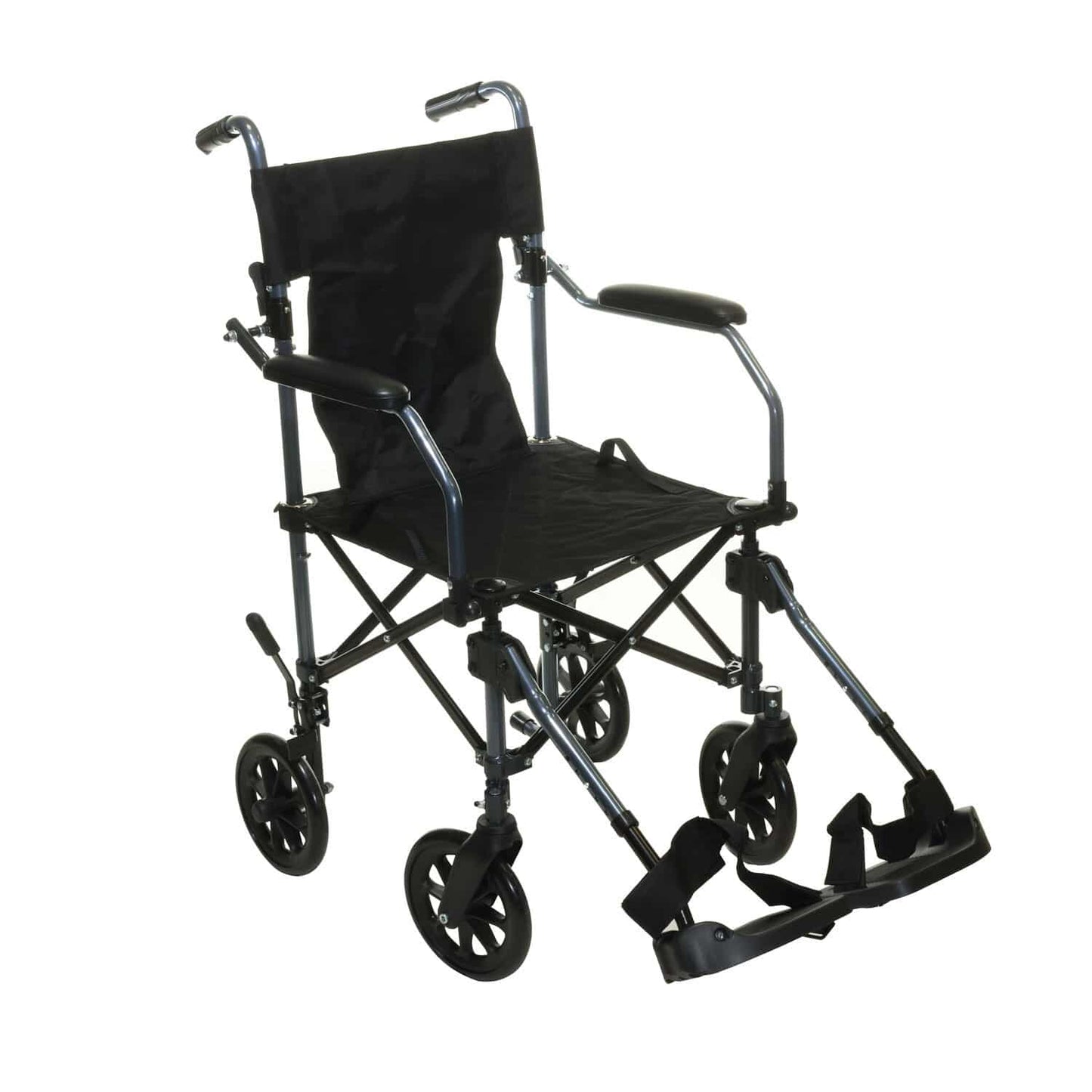 Folding Transport Wheelchair With Removable Footrests And Armrests