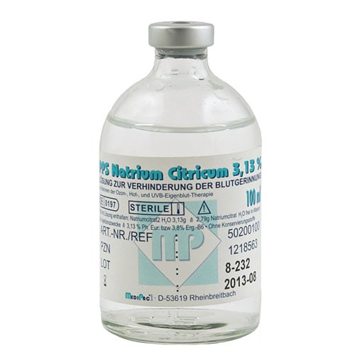 Sodium Citrate Solution In Glass Bottle With Pierceable Lid 100 Ml