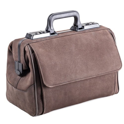 Rusticana" Suede Doctor'S Bag Made Of Genuine High-Quality Water Buffalo Leather