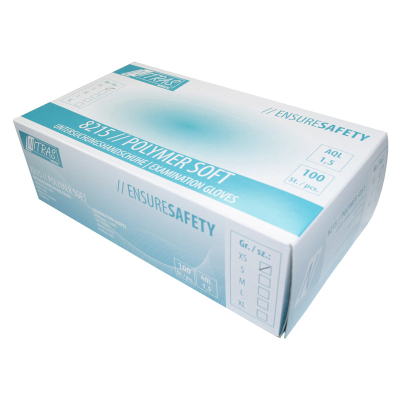 Nitras Polymer Soft Latex Gloves In A Practical Dispenser Box Of 100 Pcs.