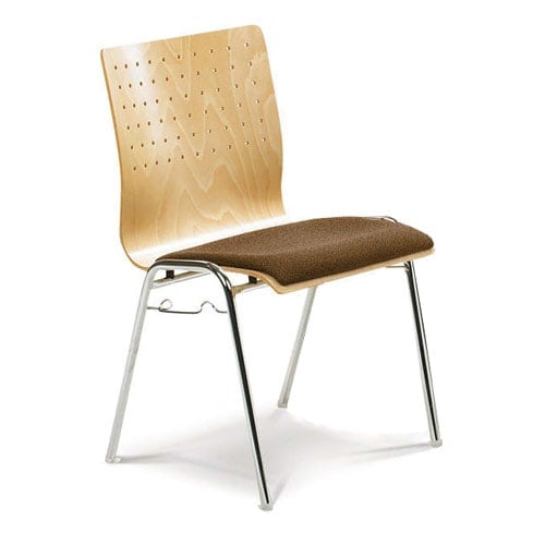 Design Stacking Chair With Hole Grid And Upholstered Seat