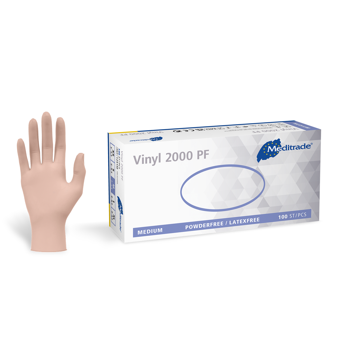 MediTrade Vinyl Gloves x 100 Clear | M - EconoMed