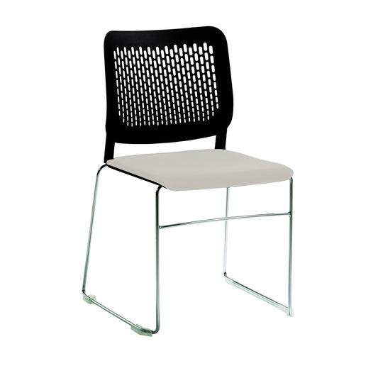 Upholstered Stacking Chair Sittec With Stable Chrome Runners