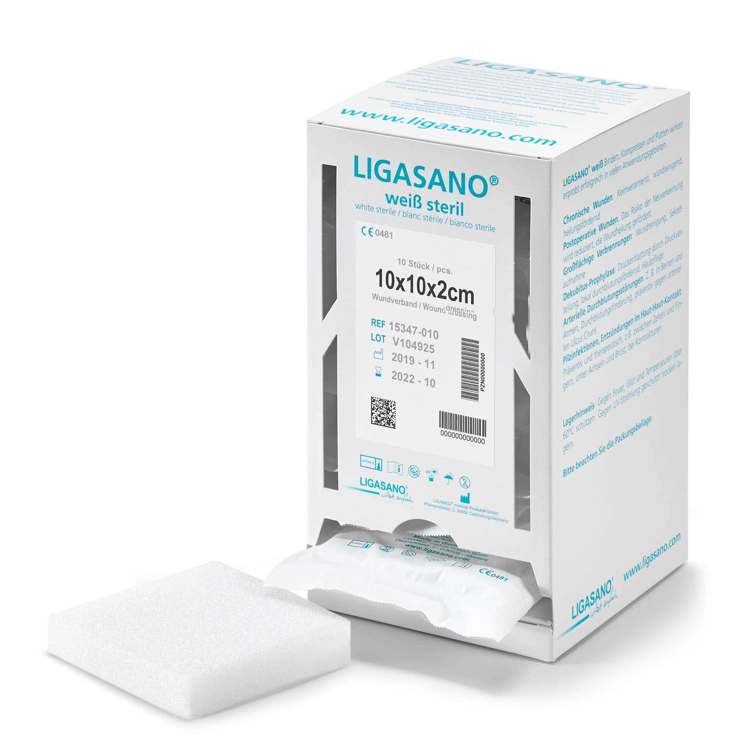 Ligasano White Foam Dressing | 10 Pieces In The Dispenser 