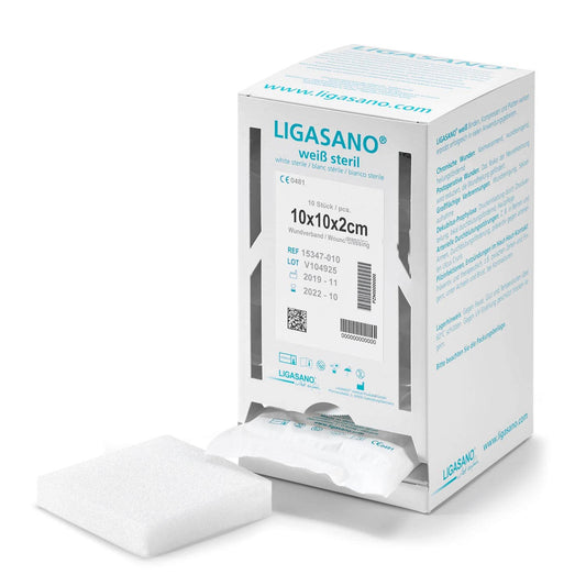 Ligasano White Foam Dressing | 10 Pieces In The Dispenser 