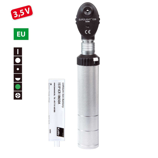 Kawe Eurolight E36 3.5 V Ophthalmoscope With 6 Apertures | Optionally With Li-Ion Or Nimh Rechargeable Battery