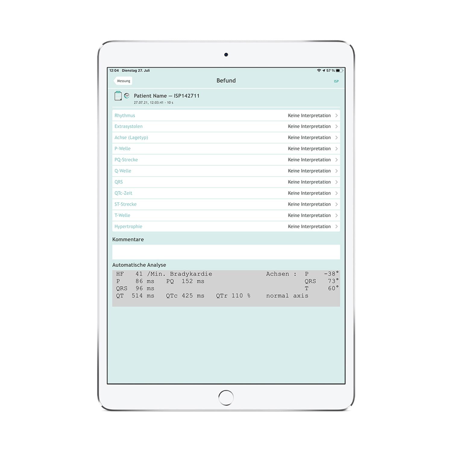 Cardiosecur Pro Measurement Software For Capturing All Common Parameters