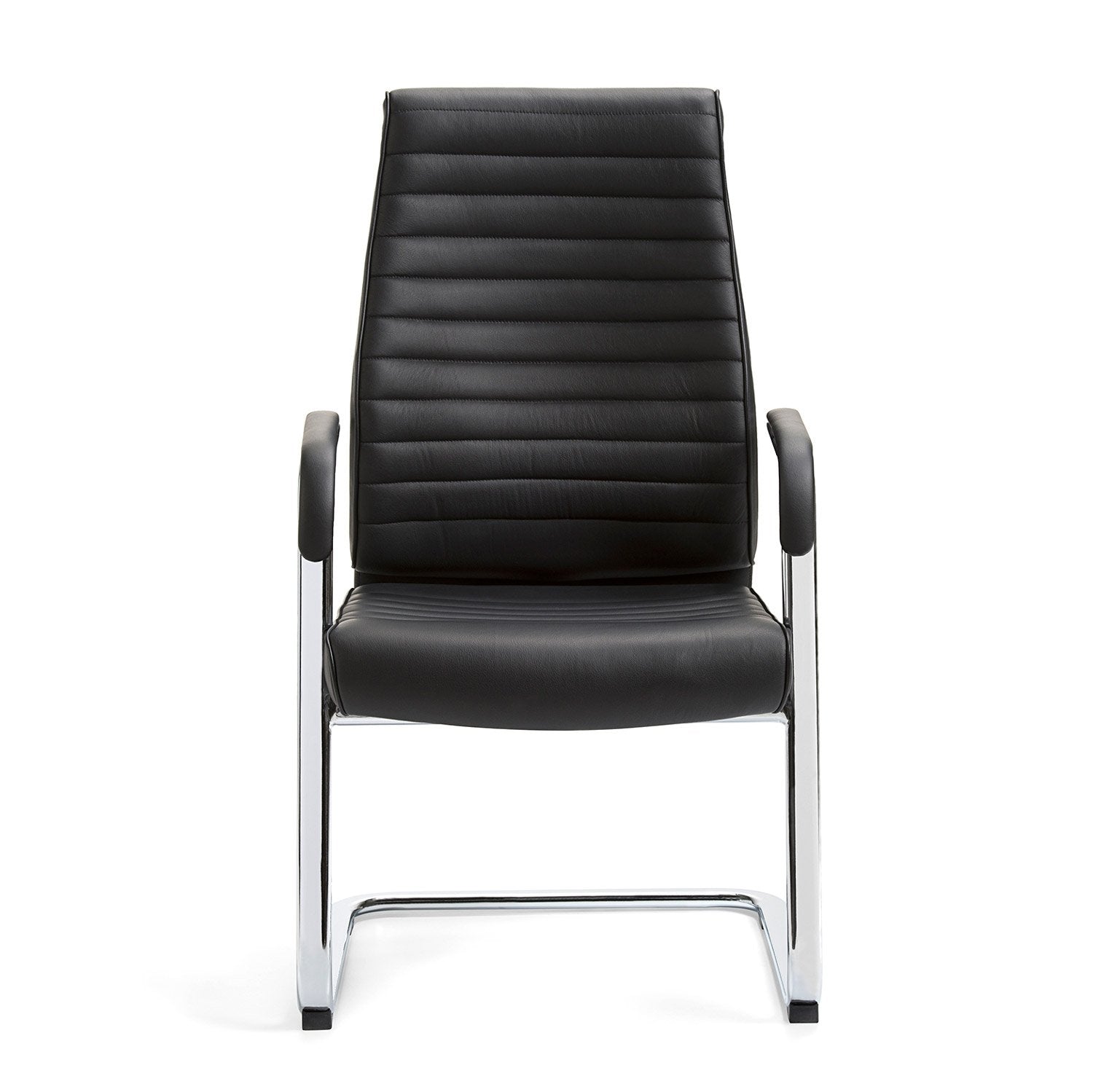 Mydeluxe Visitor'S Cantilever Chair With Genuine Leather Upholstery