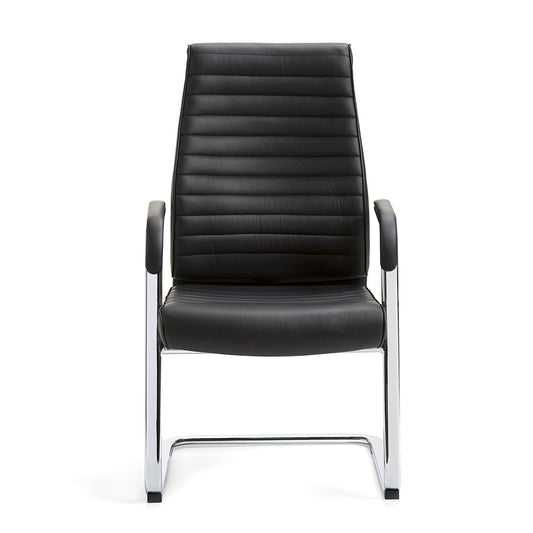 Mydeluxe Visitor'S Cantilever Chair With Genuine Leather Upholstery