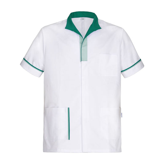 Straight-Cut Pegasus Unisex Scrub Top With Short Sleeves And Stand-Up Collar