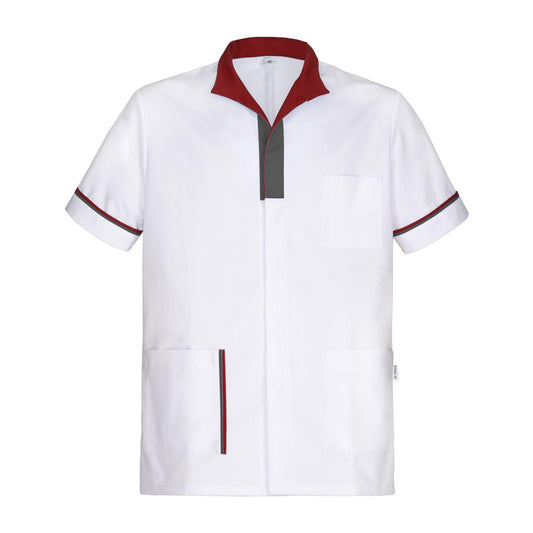 Straight-Cut Pegasus Unisex Scrub Top With Short Sleeves And Stand-Up Collar