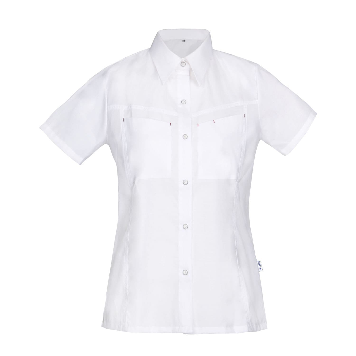 Columba Waisted Women'S Blouse With Short Sleeves And Shirt Collar