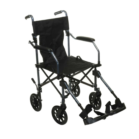 Folding Transport Wheelchair With Removable Footrests And Armrests