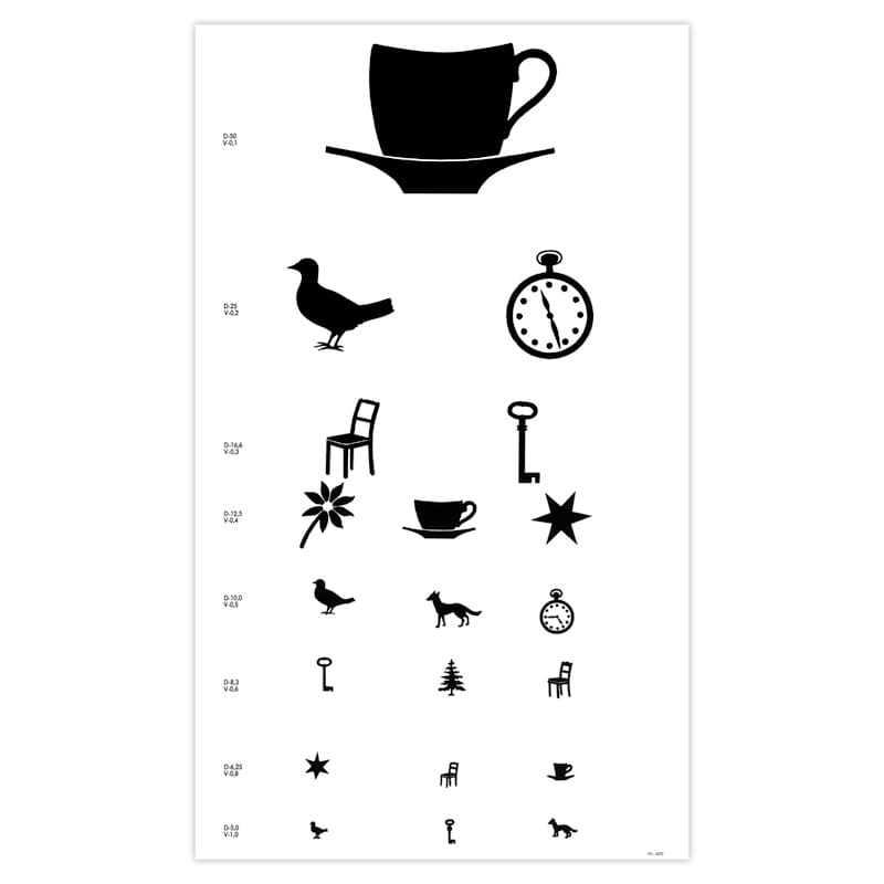 Eye Chart Made Of Washable Plastic   Dimensions 29.5 X 49 Cm
