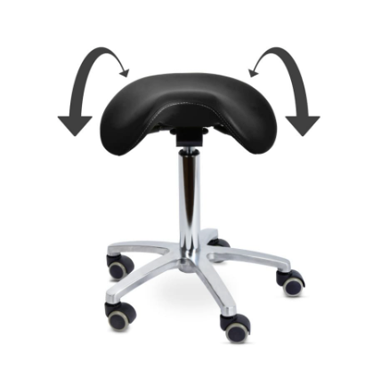 Swivel Stool with Tiltable Saddle Seat | Black