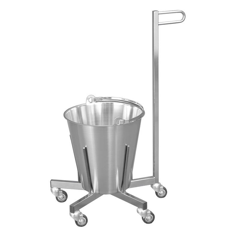 Mobile Rubbish Bin Made Of Electrolytically Polished Chromium-Nickel-Steel
