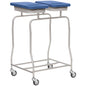 2-Compartment Laundry Trolley With Frame Made Of Sturdy Stainless Steel And Colour-Coded Lids