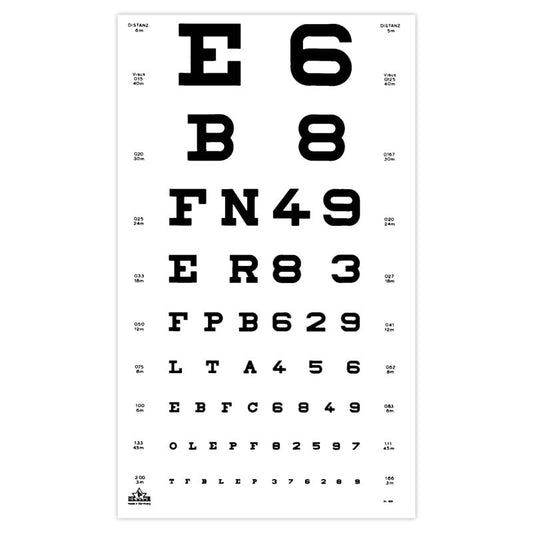 Eye Chart Made Of Washable Plastic   Dimensions 29.5 X 49 Cm