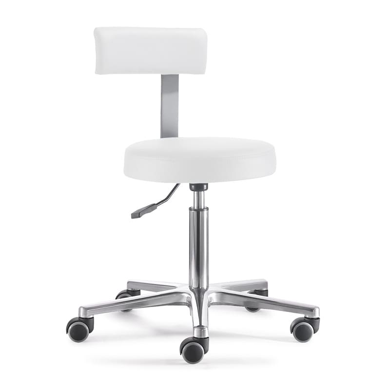 Swivel Stool With Backrest | Comfortably Upholstered   Height Adjustable   With Chrome Base And Castors